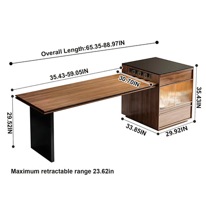 Aihm-Lon Kitchen Island with Extendable Table Cabinet 63.35"-81.10"