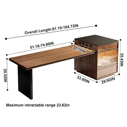 Aihm-Lon Kitchen Island with Extendable Table Cabinet 63.35"-81.10"