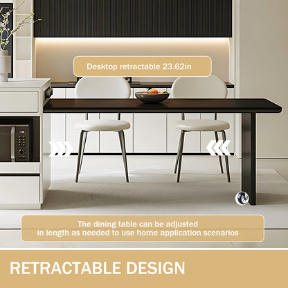 Aihm-Lon White Kitchen Island with Black Extendable Table 51.18"-78.74"