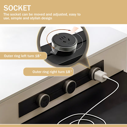 Aihm-Lon White Kitchen Island with Black Extendable Table 51.18"-78.74"