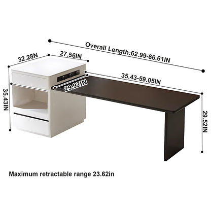 Aihm-Lon White Kitchen Island with Black Extendable Table 51.18"-78.74"