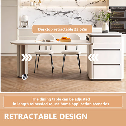 Aihm-Lon Kitchen Island with Drawers Extendable Table 61.41"-77.16"