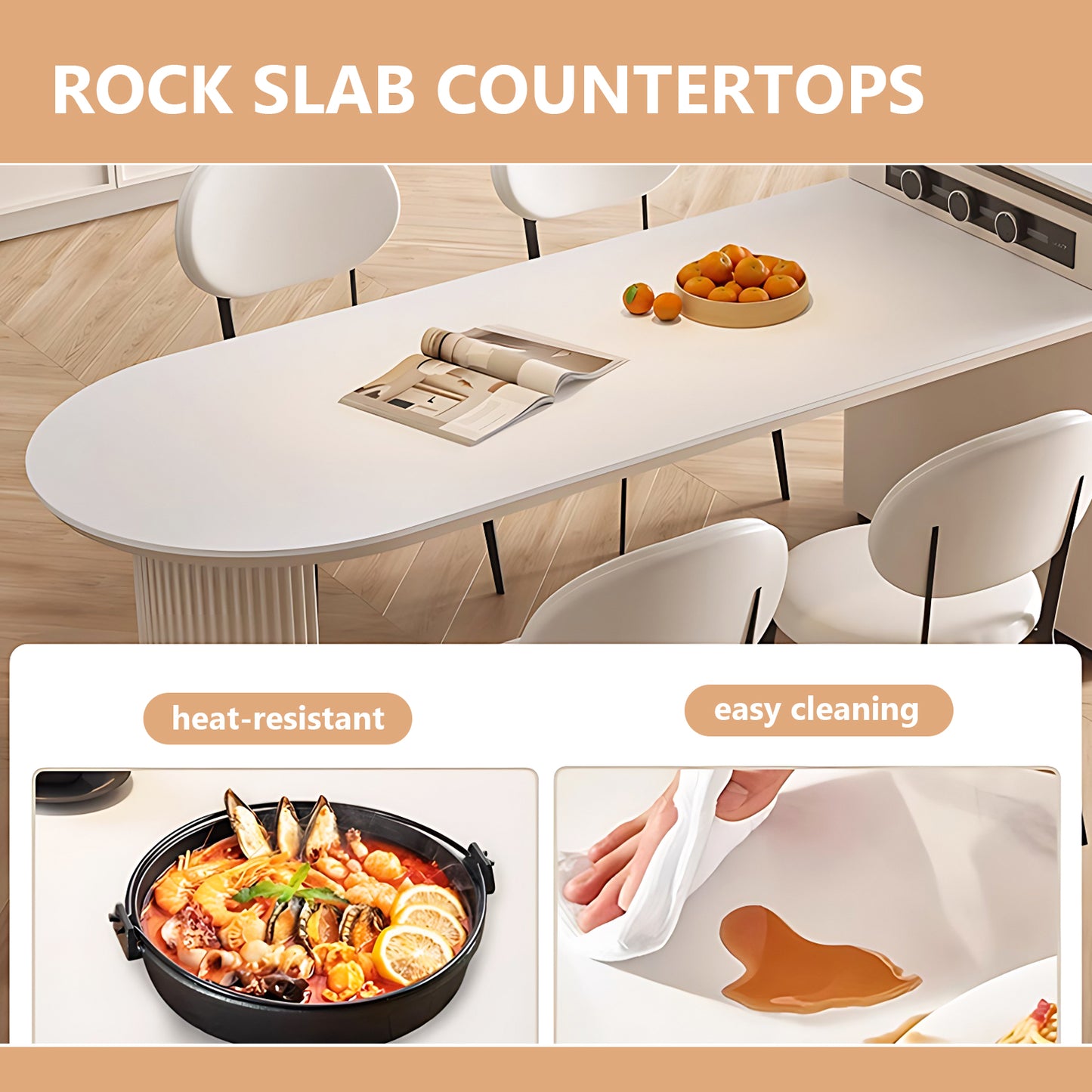 Aihm-Lon Kitchen Island with Drawers Extendable Table 61.41"-77.16"