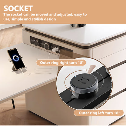 Aihm-Lon Kitchen Island with Drawers Extendable Table 61.41"-77.16"