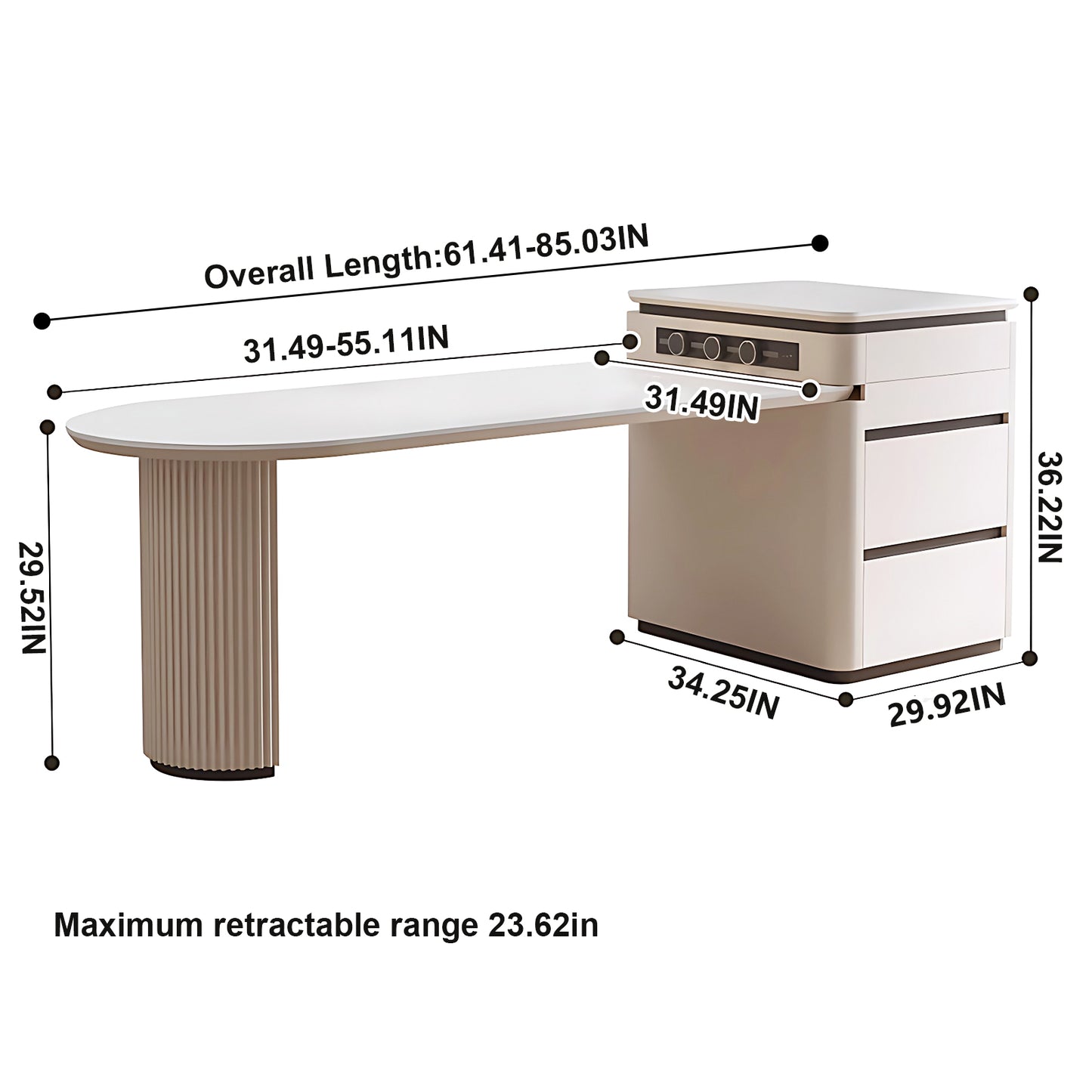Aihm-Lon Kitchen Island with Drawers Extendable Table 61.41"-77.16"