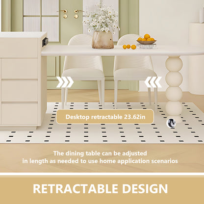 Aihm-Lon White Solid Wood Kitchen Island with Extendable Table 65.35"-73.23"