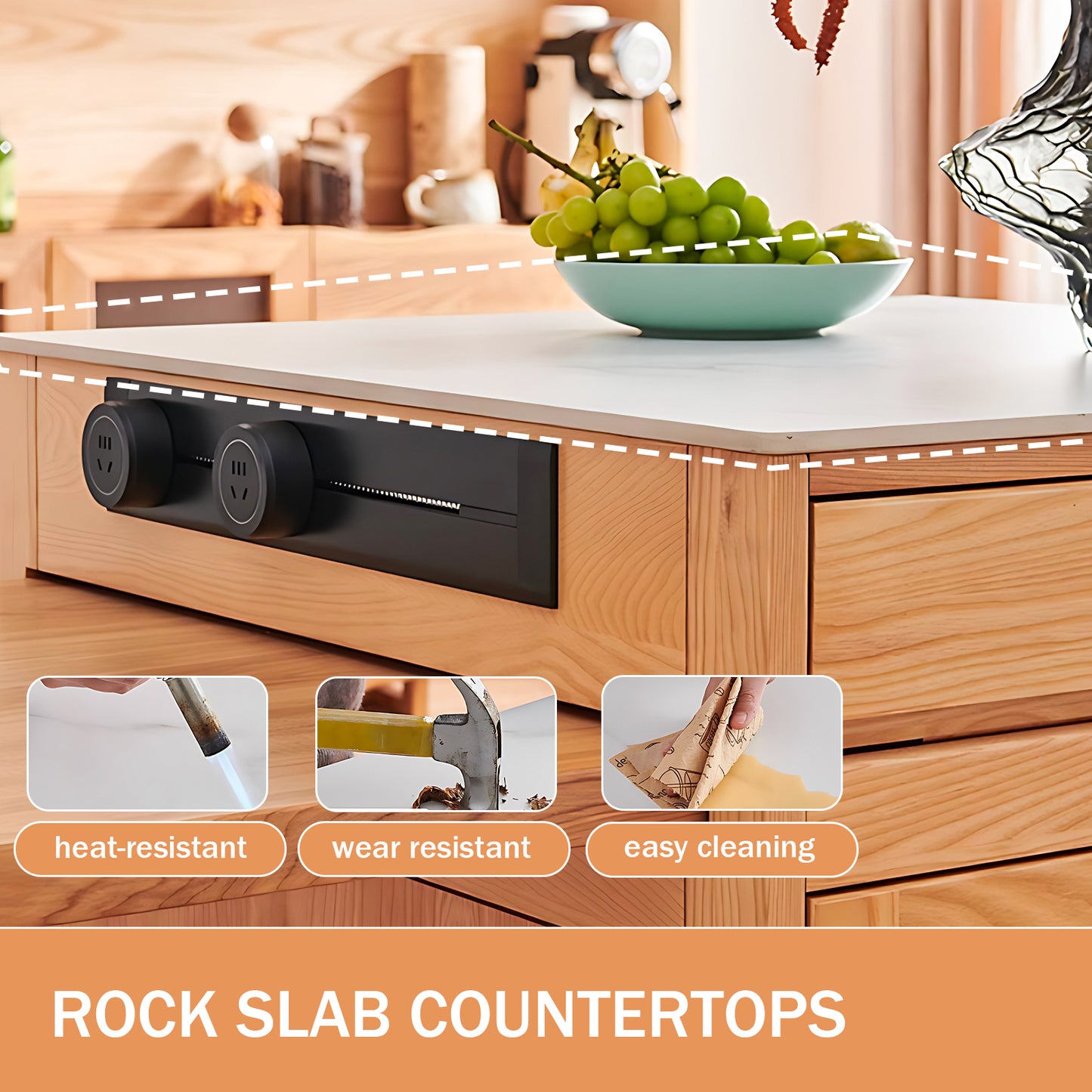 Aihm-Lon Rustic Brown Solid Wood Kitchen Island with Extendable Table 63.78"