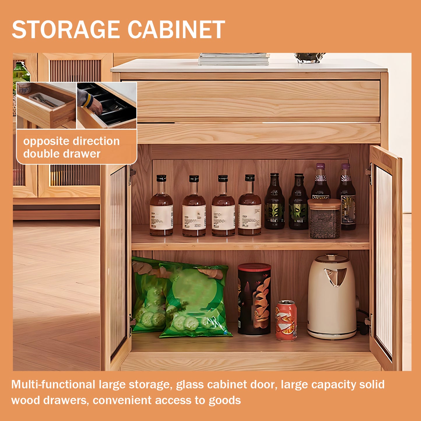 Aihm-Lon Rustic Brown Solid Wood Kitchen Island with Extendable Table 63.78"