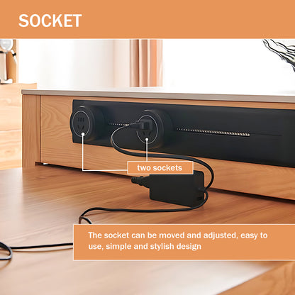 Aihm-Lon Rustic Brown Solid Wood Kitchen Island with Extendable Table 63.78"