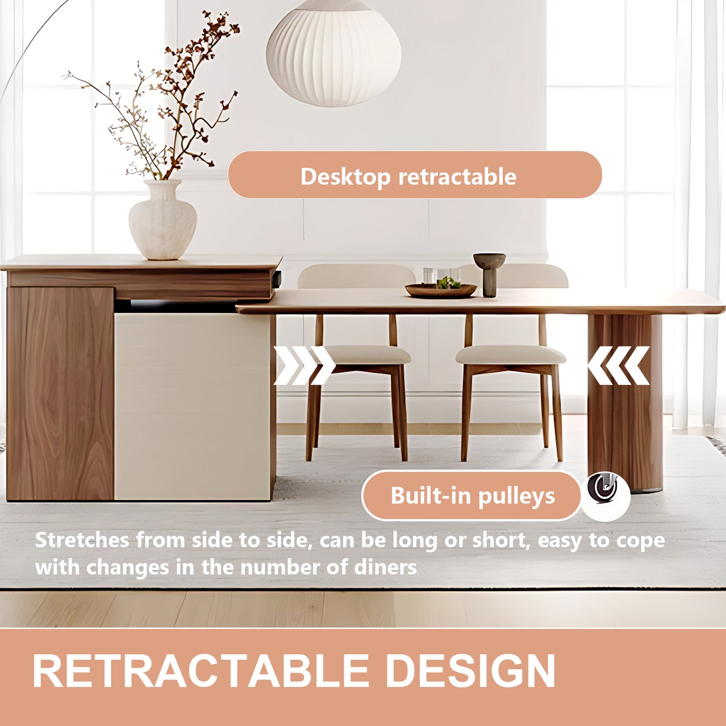 Aihm-Lon Kitchen Island with Extendable Table with Power Outlet 78.74"-94.48"