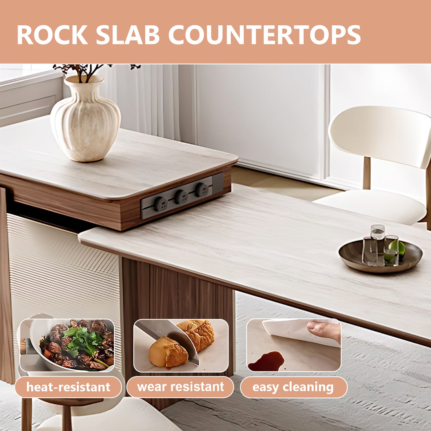 Aihm-Lon Kitchen Island with Extendable Table with Power Outlet 78.74"-94.48"