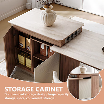 Aihm-Lon Kitchen Island with Extendable Table with Power Outlet 78.74"-94.48"