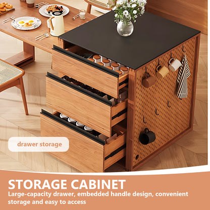 Aihm-Lon Kitchen Island with Extendable Table Sideboard Storage 62.2"-77.95"