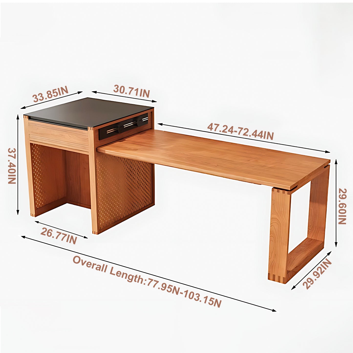 Aihm-Lon Kitchen Island with Extendable Table Sideboard Storage 62.2"-77.95"
