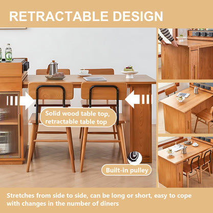 Aihm-Lon Kitchen Island with Black Top Extendable Dining Table 51.18"-70.86"