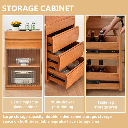 Aihm-Lon Kitchen Island with Black Top Extendable Dining Table 51.18"-70.86"