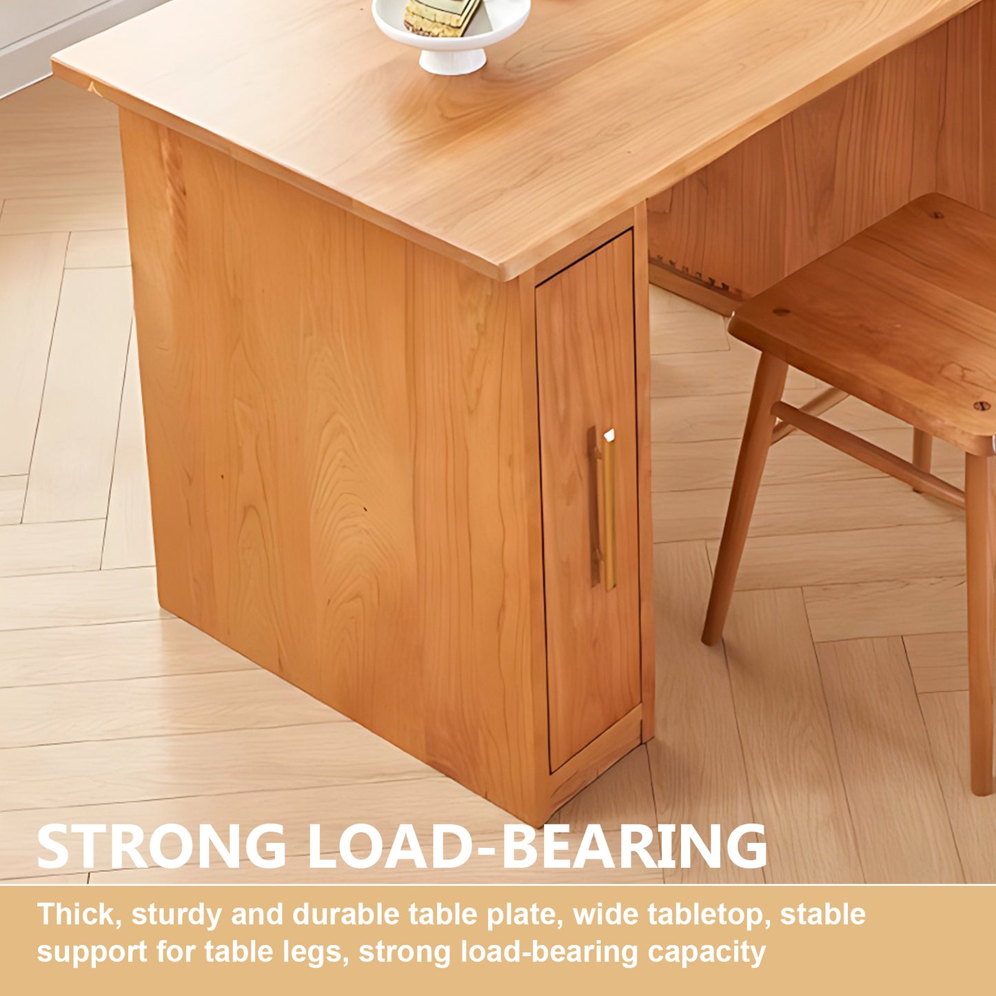 Aihm-Lon Kitchen Island with Black Top Extendable Dining Table 51.18"-70.86"