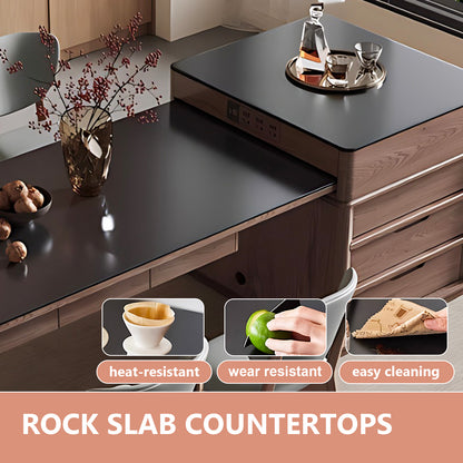 Aihm-Lon Modern Luxury Kitchen Island Extendable Table 84.64"