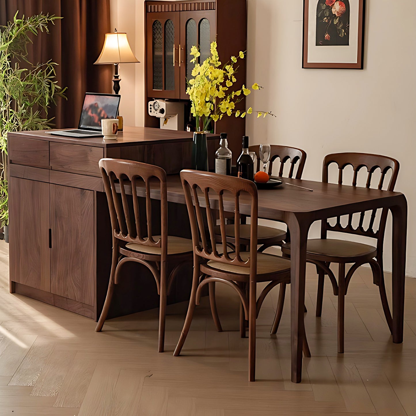 Aihm-Lon Solid Wood Kitchen Island with Extendable Table Drawers 88.58"-96.45"