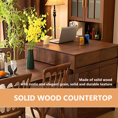 Aihm-Lon Solid Wood Kitchen Island with Extendable Table Drawers 88.58"-96.45"