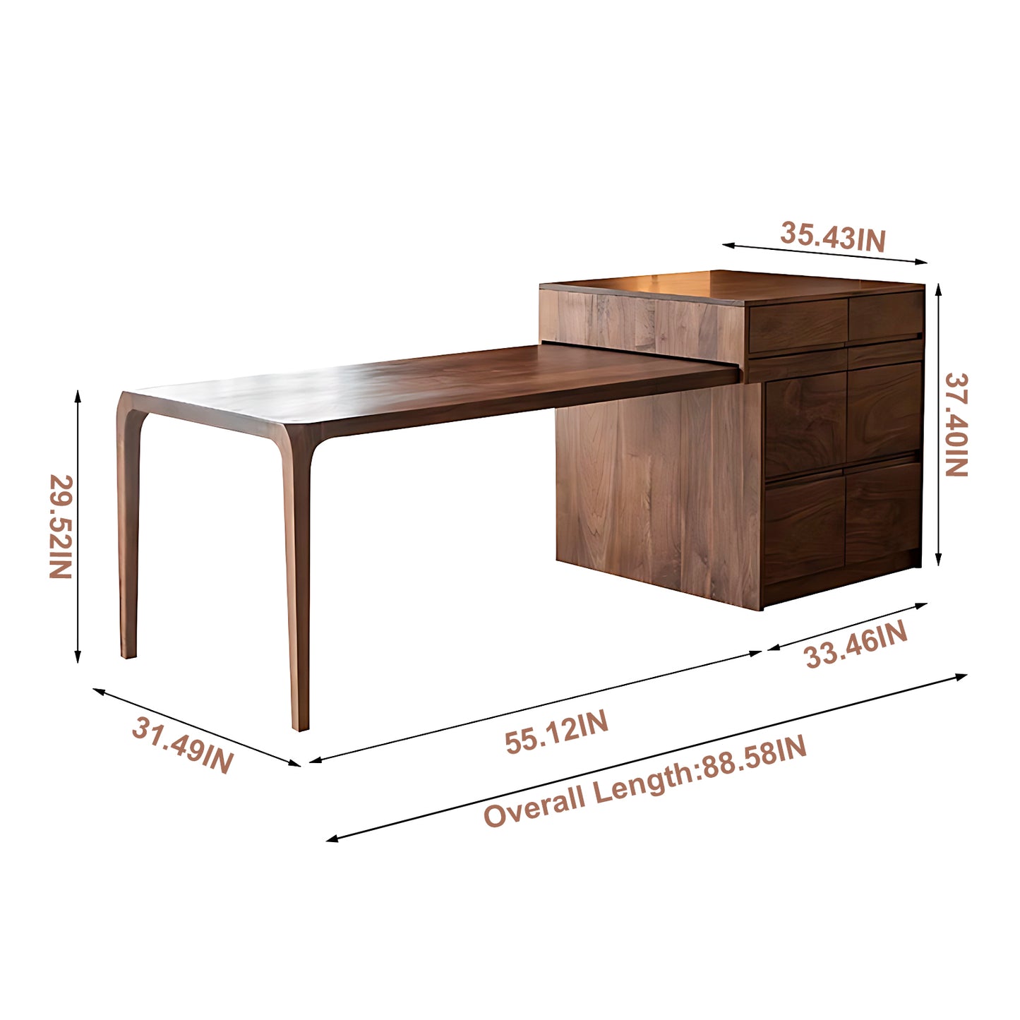 Aihm-Lon Solid Wood Kitchen Island with Extendable Table Drawers 88.58"-96.45"