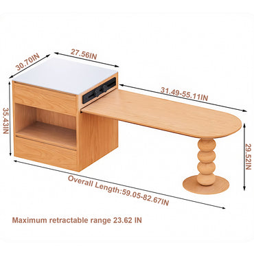Aihm-Lon Kitchen Island with Extendable Table Appliance Storage 59.05"-81.10"