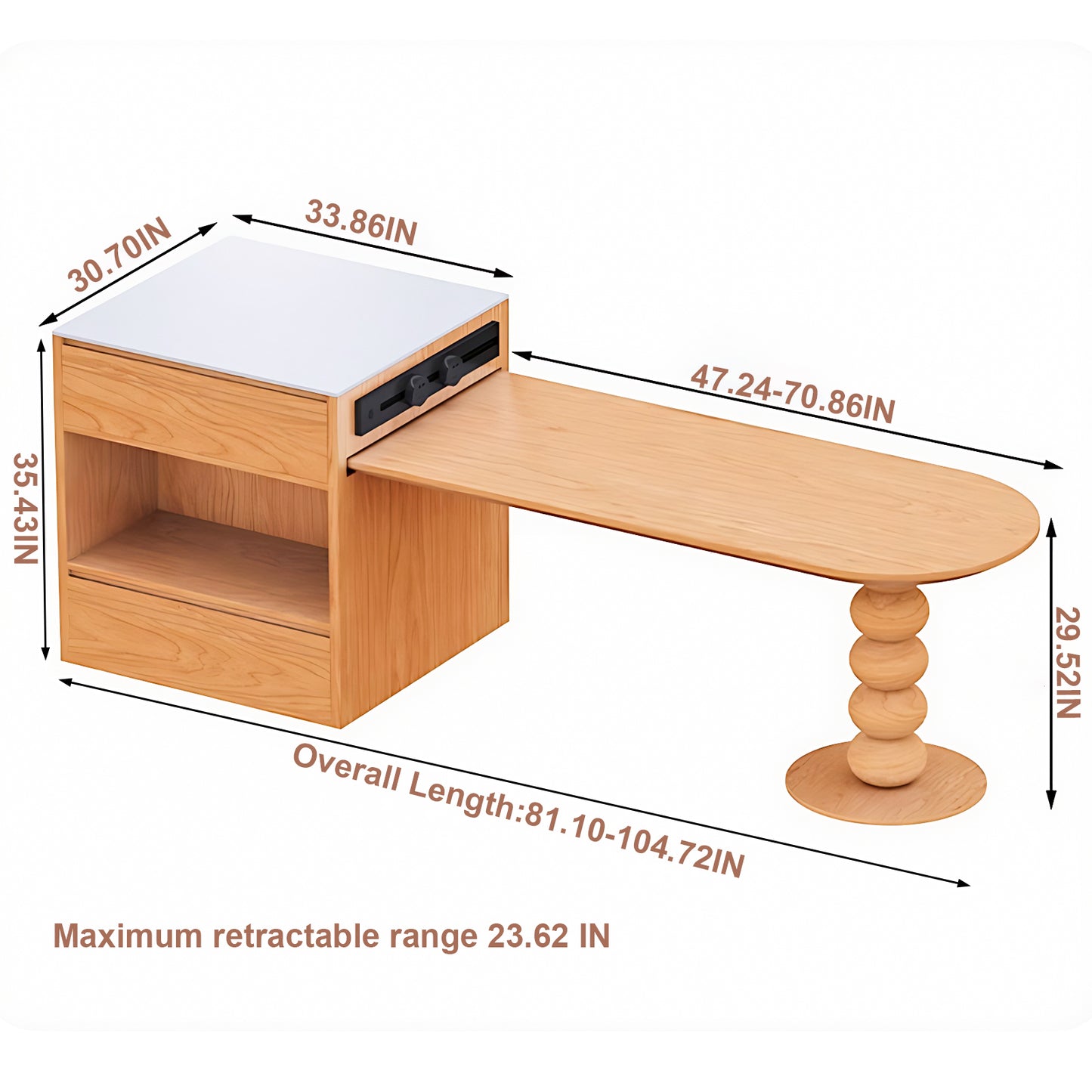 Aihm-Lon Kitchen Island with Extendable Table Appliance Storage 59.05"-81.10"