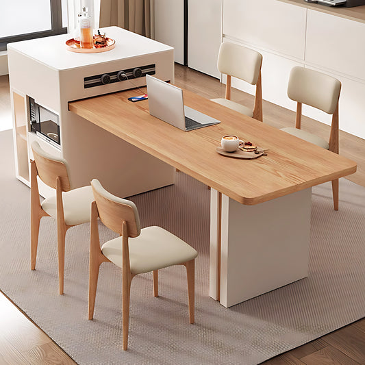 Aihm-Lon Kitchen Island with Solid Wood Extendable Table 66.93"-78.74"