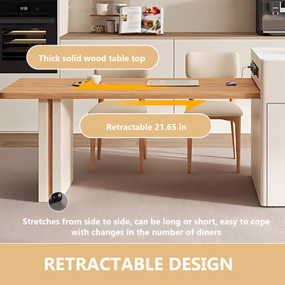 Aihm-Lon Kitchen Island with Solid Wood Extendable Table 66.93"-78.74"