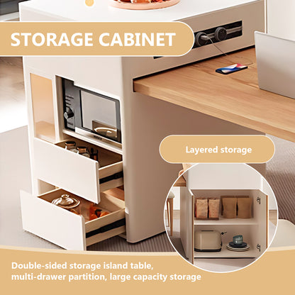 Aihm-Lon Kitchen Island with Solid Wood Extendable Table 66.93"-78.74"