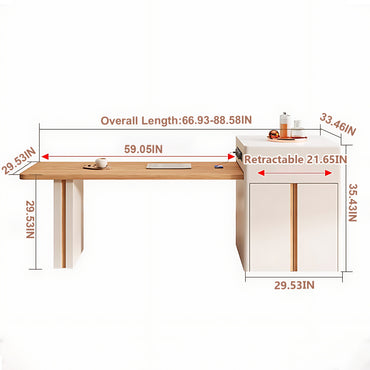 Aihm-Lon Kitchen Island with Solid Wood Extendable Table 66.93"-78.74"