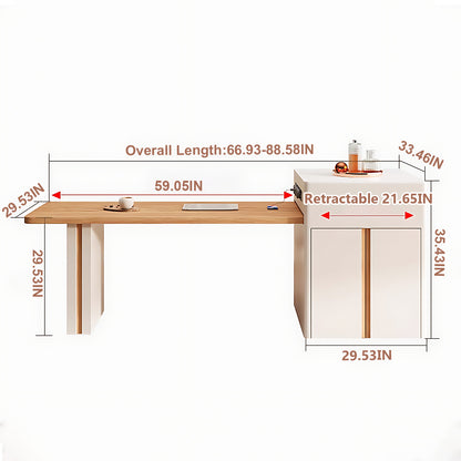 Aihm-Lon Kitchen Island with Solid Wood Extendable Table 66.93"-78.74"