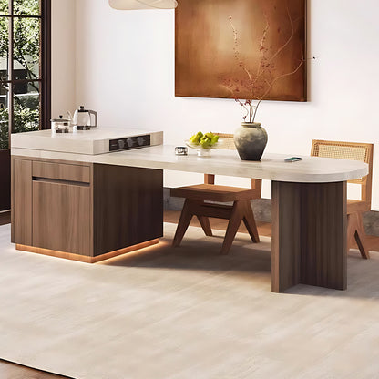 Aihm-Lon Solid Wood Kitchen Island with Extendable Table 86.61"-102.36"