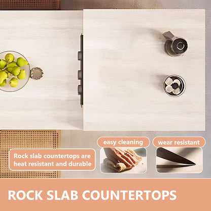 Aihm-Lon Solid Wood Kitchen Island with Extendable Table 86.61"-102.36"