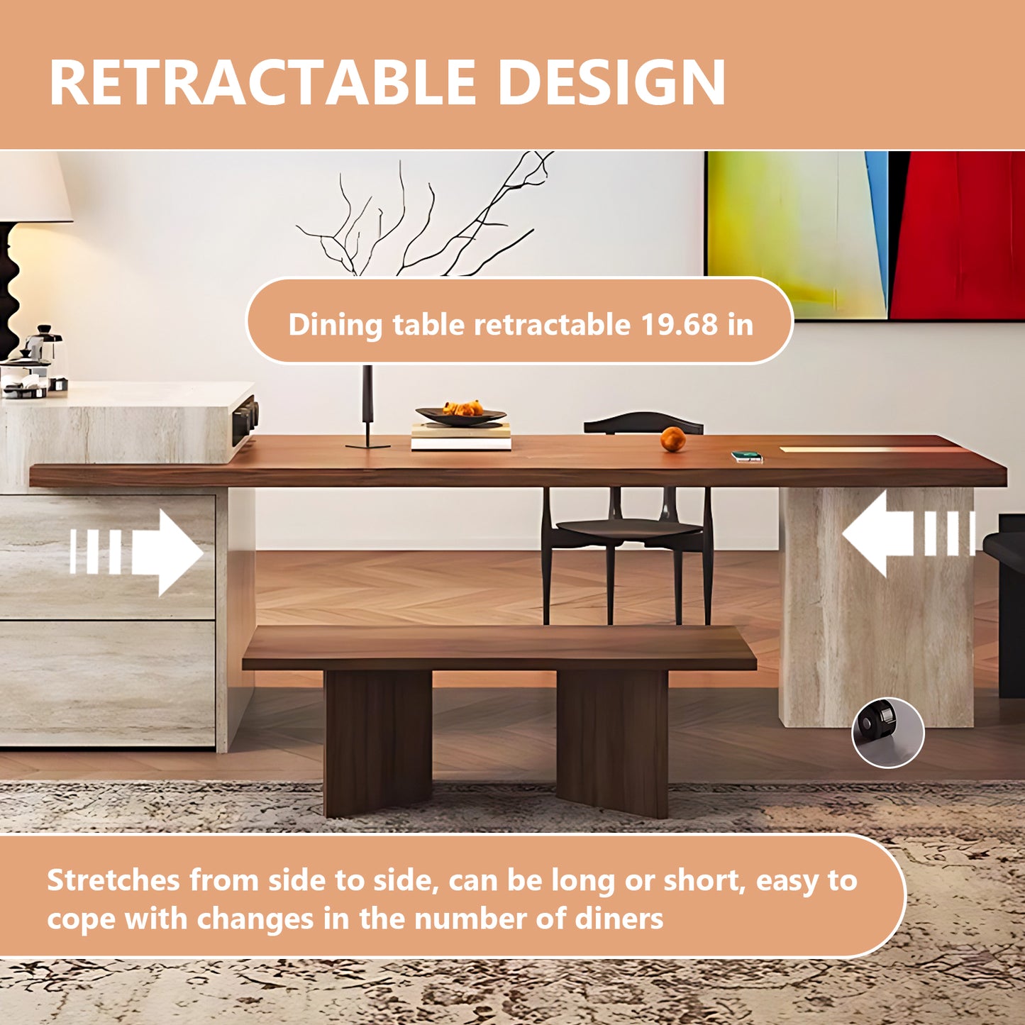 Aihm-Lon Kitchen Island with Extendable Table Drawer Storage 86.61"-102.36"