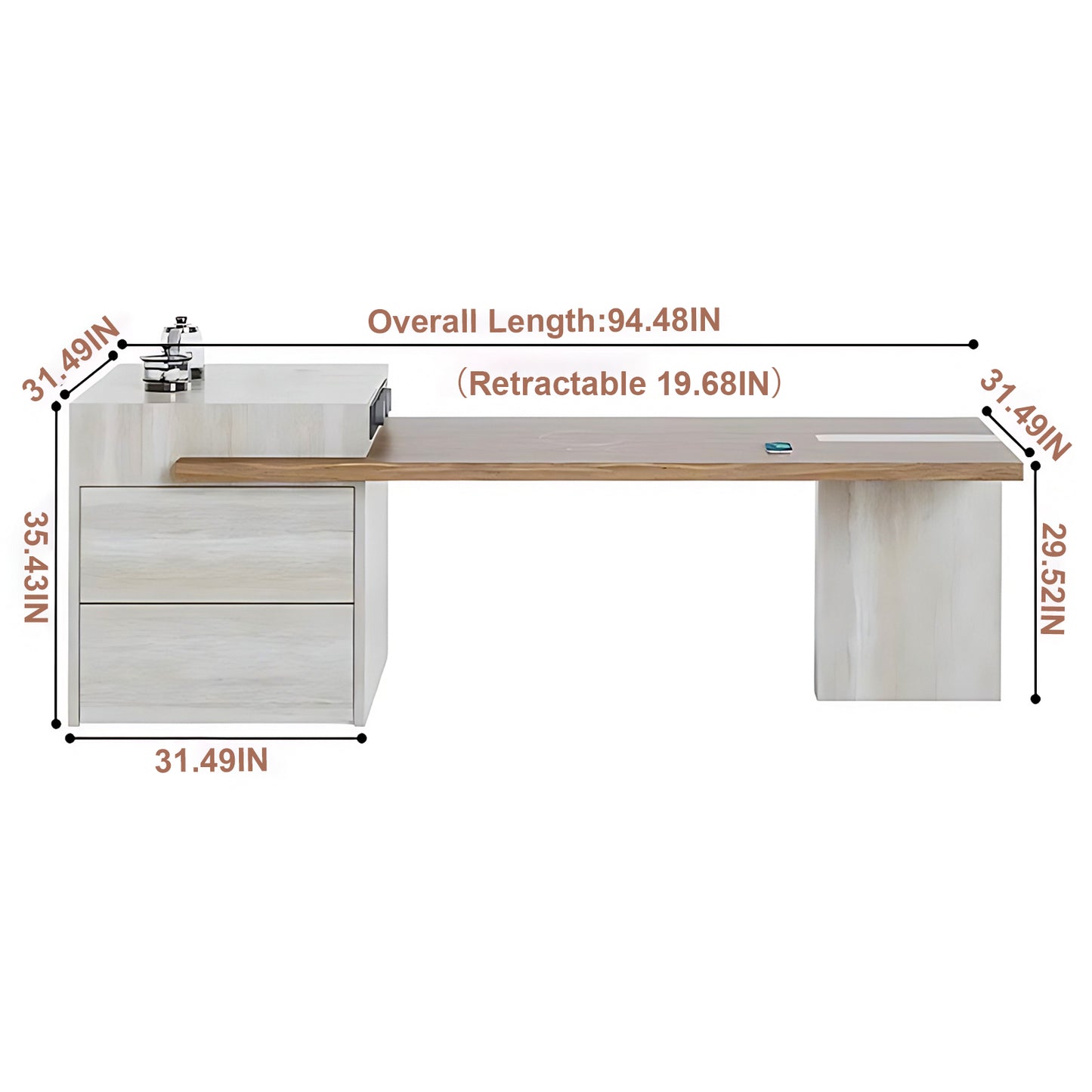 Aihm-Lon Kitchen Island with Extendable Table Drawer Storage 86.61"-102.36"