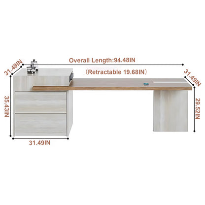 Aihm-Lon Kitchen Island with Extendable Table Drawer Storage 86.61"-102.36"