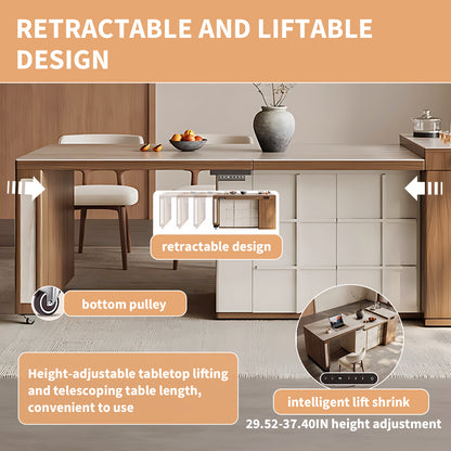 Aihm-Lon Kitchen Island with Extendable Table Pull-Out Cabinets  78.74"