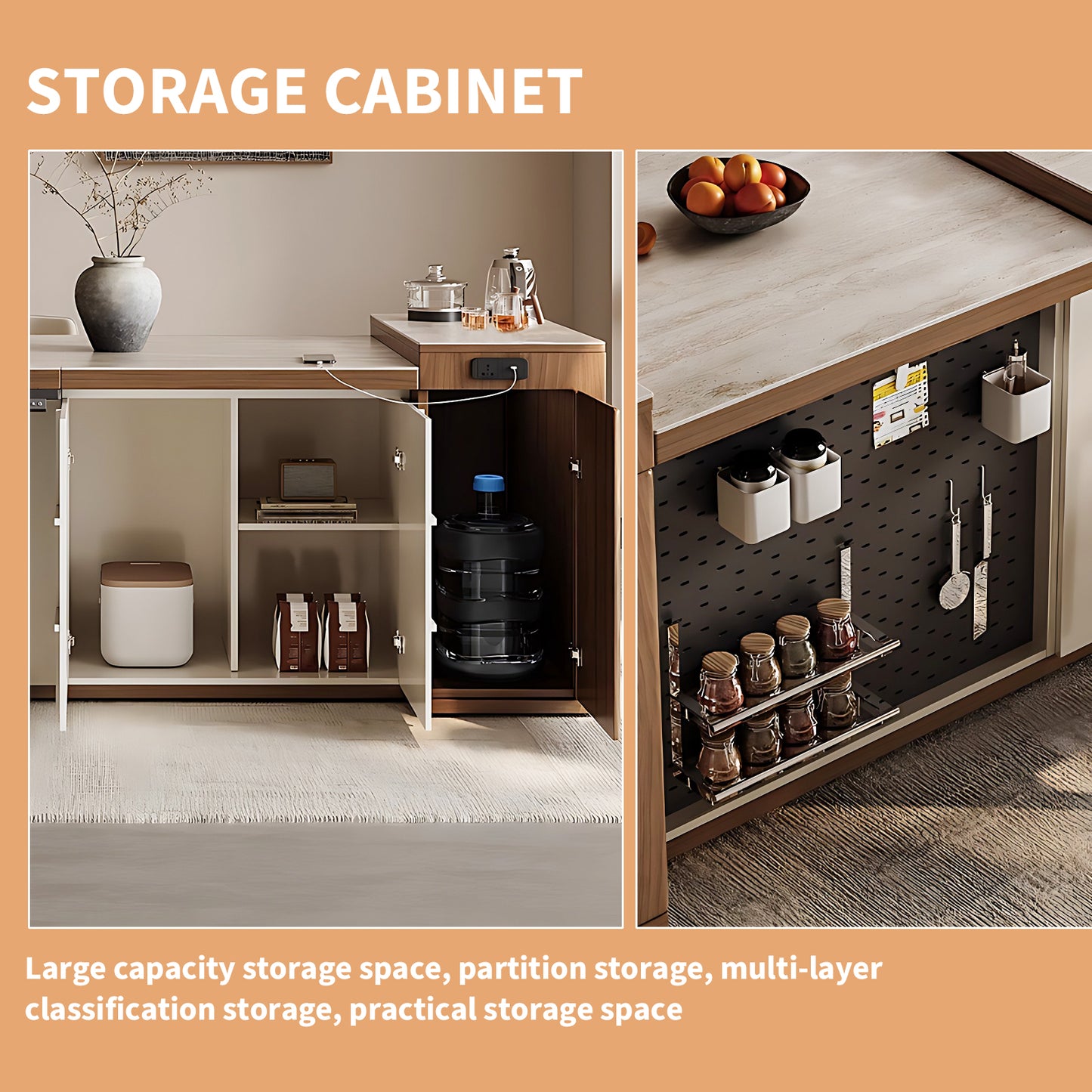 Aihm-Lon Kitchen Island with Extendable Table Pull-Out Cabinets  78.74"