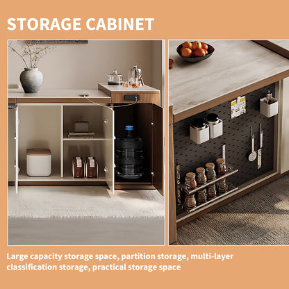 Aihm-Lon Kitchen Island with Extendable Table Pull-Out Cabinets  78.74"