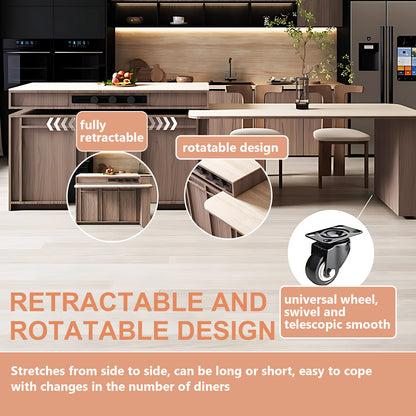 Aihm-Lon Kitchen Island with Rolling Extendable Table 96.45"