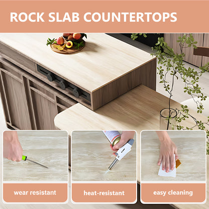 Aihm-Lon Kitchen Island with Rolling Extendable Table 96.45"