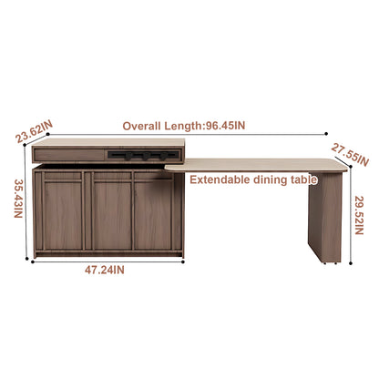 Aihm-Lon Kitchen Island with Rolling Extendable Table 96.45"