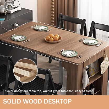 Aihm-Lon Kitchen Island with Extendable Dinning Table Side Storage 80.71"