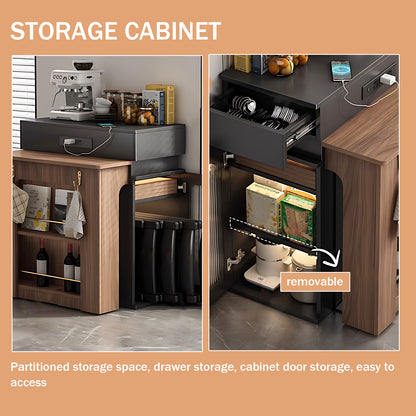 Aihm-Lon Kitchen Island with Extendable Dinning Table Side Storage 80.71"