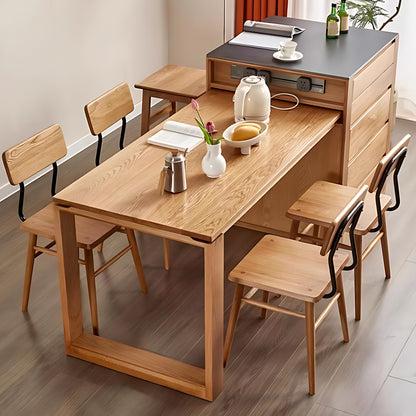 Aihm-Lon Kitchen Island with Black Countertop Extendable Table 52.36"-75.98"