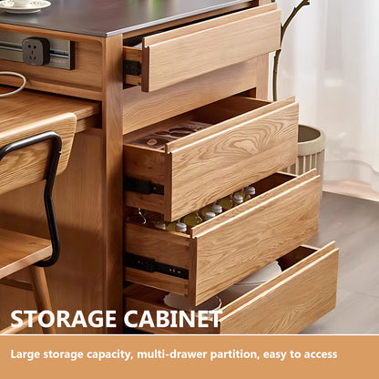 Aihm-Lon Kitchen Island with Black Countertop Extendable Table 52.36"-75.98"