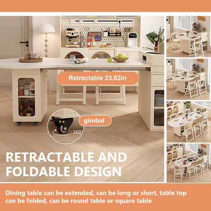 Aihm-Lon Kitchen Island with Foldable Extendable Table 74.60"