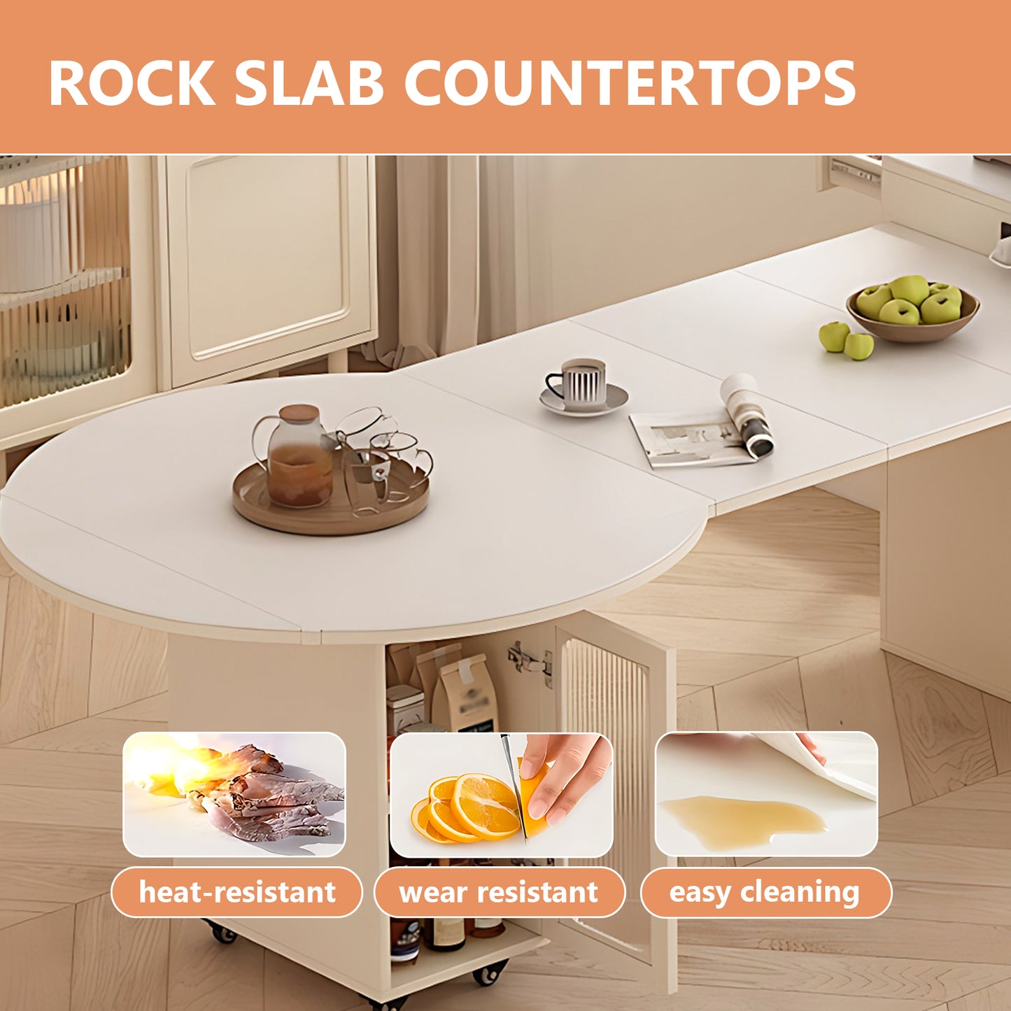 Aihm-Lon Kitchen Island with Foldable Extendable Table 74.60"