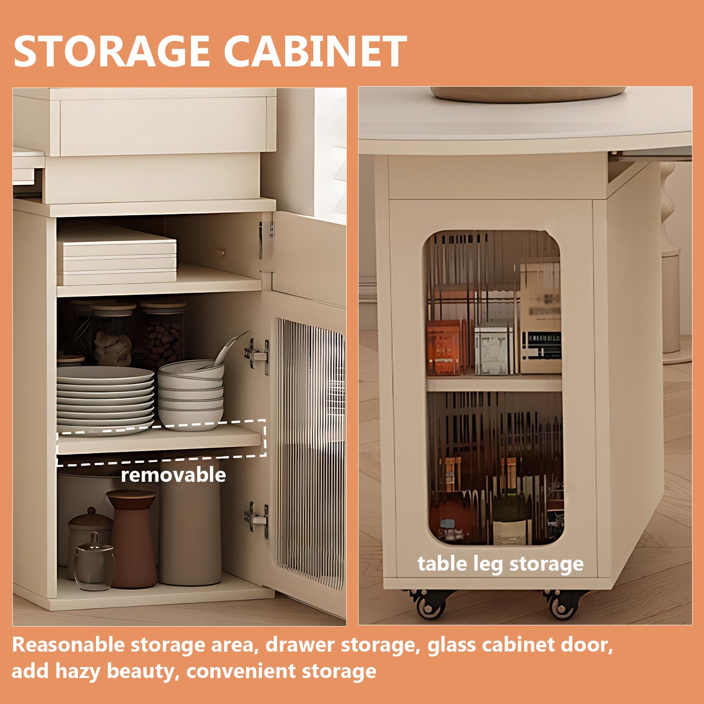 Aihm-Lon Kitchen Island with Foldable Extendable Table 74.60"